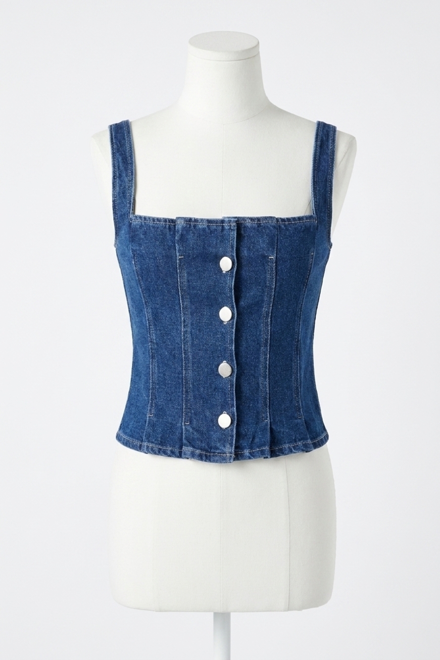 NEW LE LIS meghan top in dark denim
